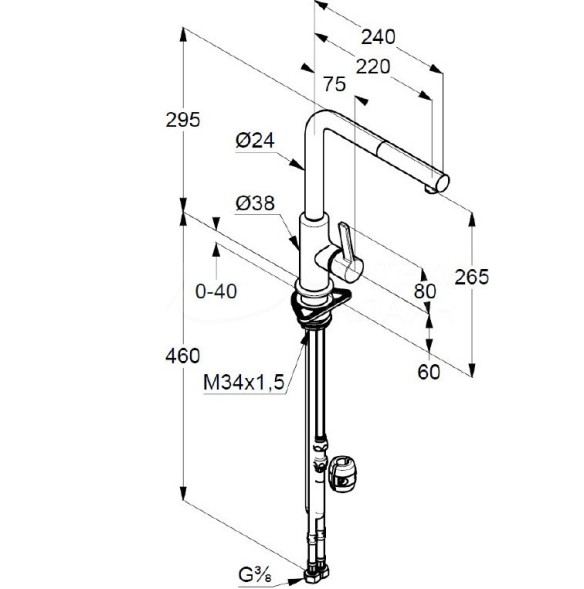 Смеситель KLUDI L-INE S 408513975 для кухни с выдвижным изливом