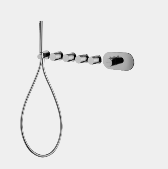 Смеситель для душа, Fima Carlo Frattini, Fimatherm, на 4 потребителя, цвет-никель брашированный F3188X4SN