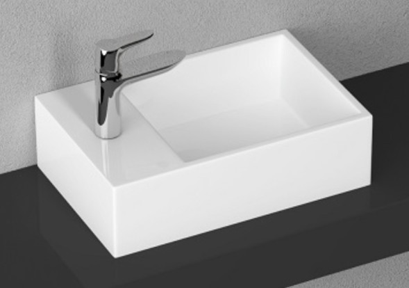 Раковина накладная ISVEA Purita 45L белый глянцевый, арт. 10PL50045 прямоугольная 45см с отв. под смес. слева, без д/к 10PL50045