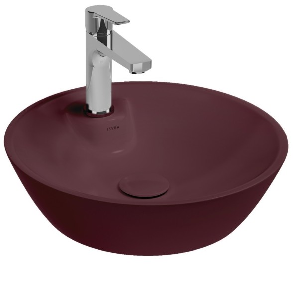 Раковина ISVEA SistemaY Soft накладная ШГВ 450*450*120 отверстия для смесителя 1 цвет бордовый матовый 10SY65045-2R
