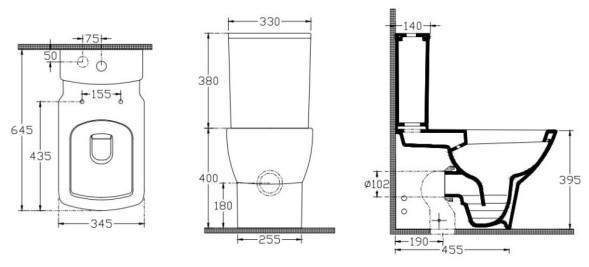 Унитаз ISVEA Soluzione напольный ШГВ 345*645*400 цвет-белый c бачком и сиденьем с крышкой с микролифтом 10SZ04002/10BPS1002/40S40200I
