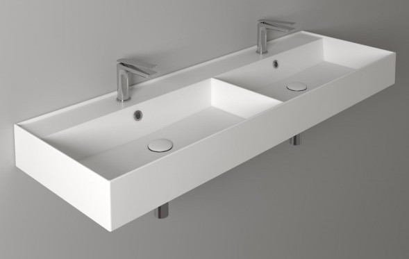 Раковина SIMAS AGILE подвесная или накладная с двумя отверстиями цвет белый AG141D