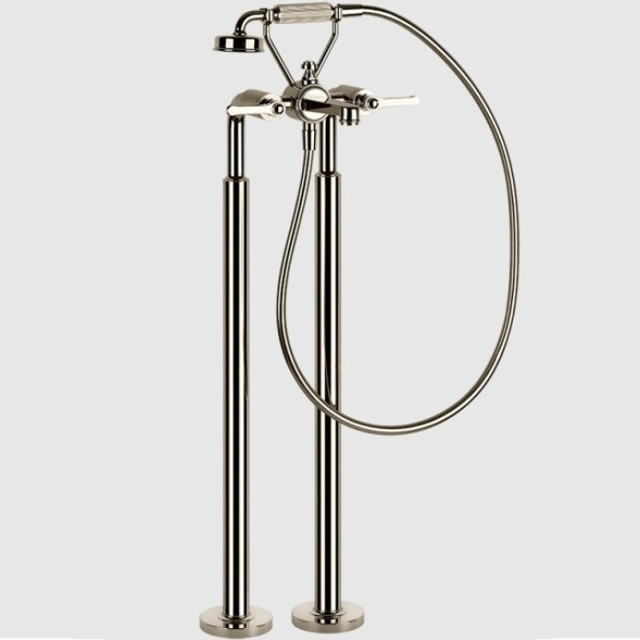 Gessi Смеситель для ванны и душа, VENTI20, напольный, цвет Никель  65128#720