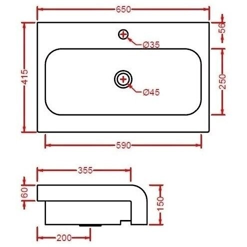 Раковина Artceram Fuori Scala полувстраиваемая с одним отверстием цвет белый  LFL0050100