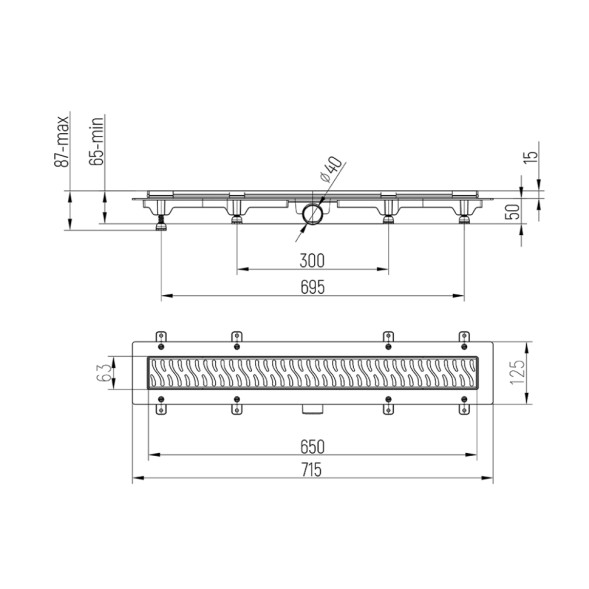 Paini Душевой лоток Harmony 650 мм, черный матовый