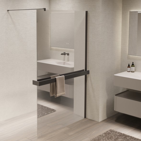 Vincea Душевая перегородка Волк-Ин (Walk-In) VSW-1HR900MRGM, 900*2000, вороненая сталь, стекло зеркальное