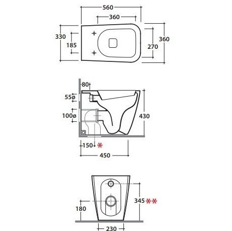 Унитаз GLOBO STONE напольный приставной цвет белый ST001BI