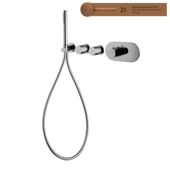 Смеситель для душа, Fima Carlo Frattini, Fimatherm, на 2 потребителя, цвет-бронза брашированная янтарная F3188X2ZS