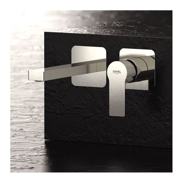 Daniel Reflex, встраиваемый в стену однорычажный смеситель для раковины (излив 18,8 см), цвет зачищенный никель
