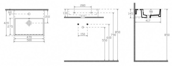 Раковина накладная ISVEA Purita прямоугольная 50см с отверстием под смеситель цвет белый 10PL50050