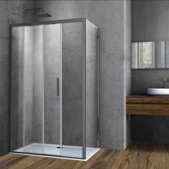 Vincea Душевой уголок Софт (Soft) VSR-3SO8015CLGM, 1500*800, вороненая сталь, стекло прозрачное
