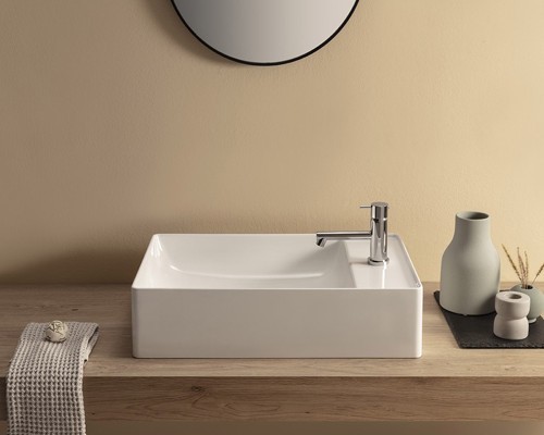 Раковина GLOBO T-EDGE на столешницу с одним намеченным отверстием цвет белый TE055BI