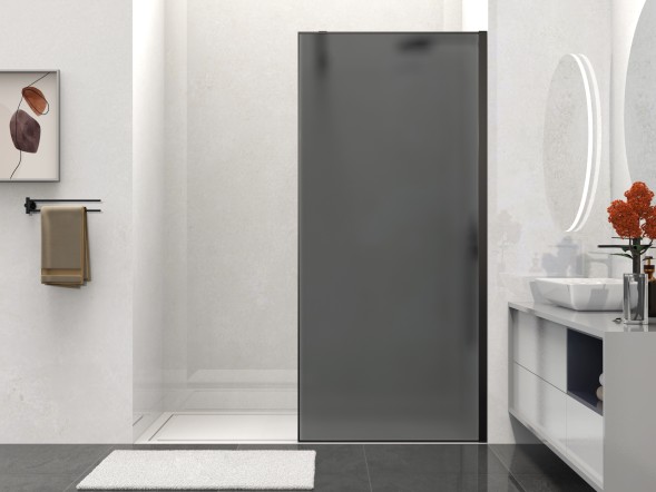 Vincea Душевая перегородка Волк-Ин (Walk-In) VSW-1HS100GFB, 1000*2000, черный матовый, стекло матовое тонированное