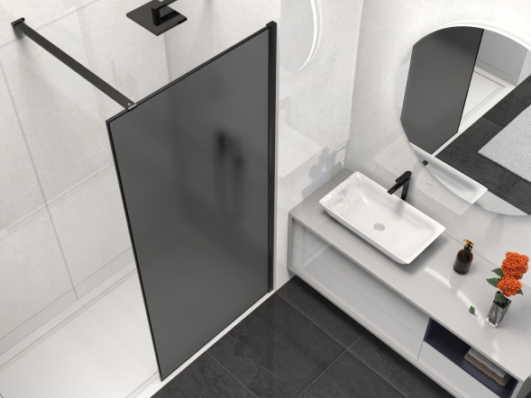 Vincea Душевая перегородка Волк-Ин (Walk-In) VSW-1HS100GFB, 1000*2000, черный матовый, стекло матовое тонированное
