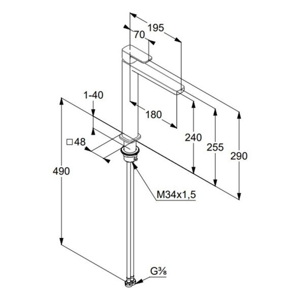 Смеситель KLUDI RENON 42298N575 для раковины на одно отверстие высокий