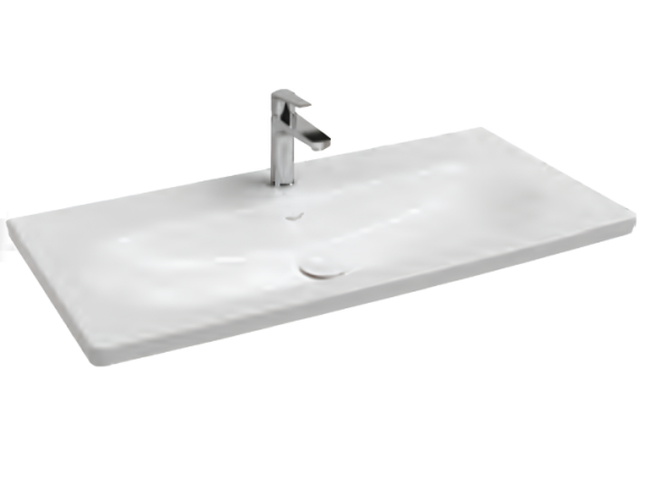 Раковина накладная ISVEA Sistema S 101 прямоугольная 101см, с отв. под смес., без д/к цвет белый глянцевый 10SS50101