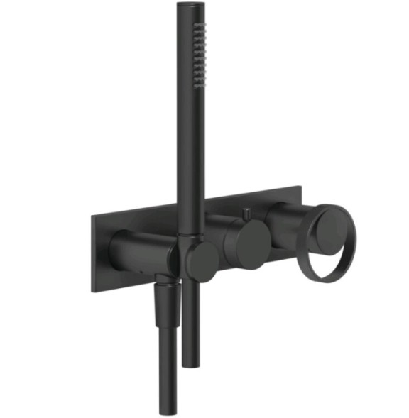 Gessi Смеситель для душа, Anello, на 2 потребителя, цвет черный матовый 63343#299