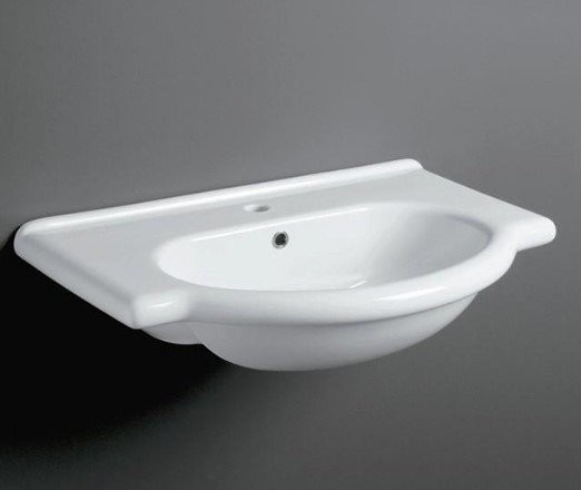 Раковина SIMAS LAVABI подвесная с одним отверстием и двумя намеченными консоль цвет белый TOP63