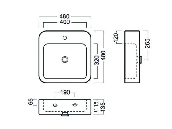 Раковина HATRIA HAPPY HOUR Y0M701 подвесная или накладная с одним отверстием с переливом цвет белый