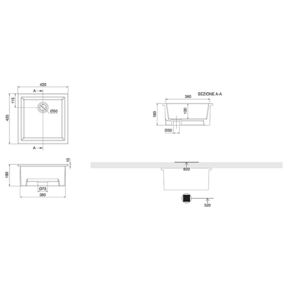 Раковина Scarabeo MIKY встраиваемая снизу без перелива без отверстий цвет белый 8089