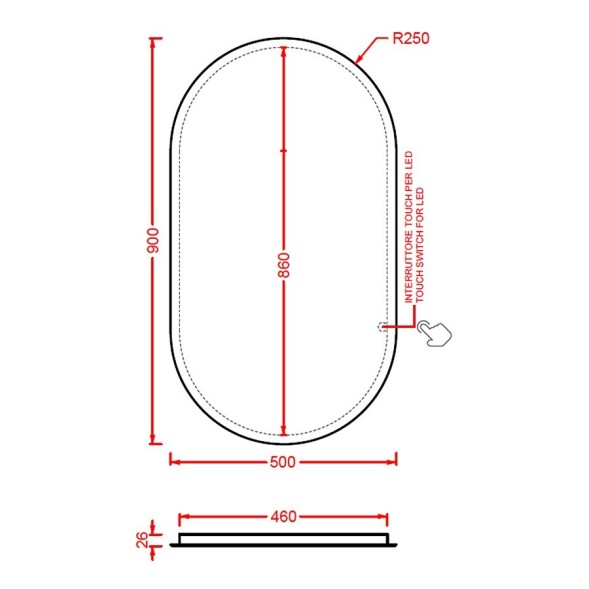 Зеркало Artceram Square овальное с подсветкой ACS012