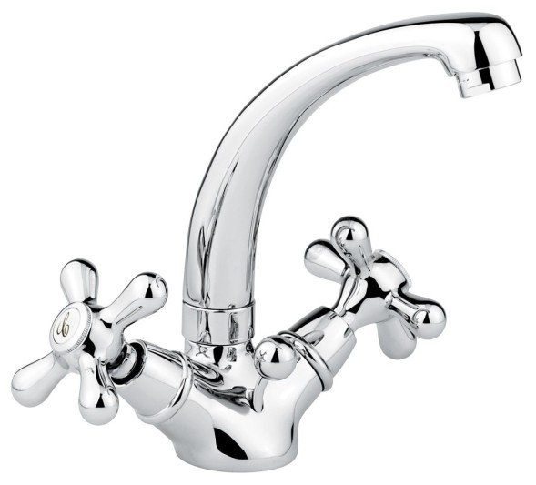 Emmevi Deco Classic, смеситель 12913 с донным клапаном для раковины, цвет белый-хром 12913/BC