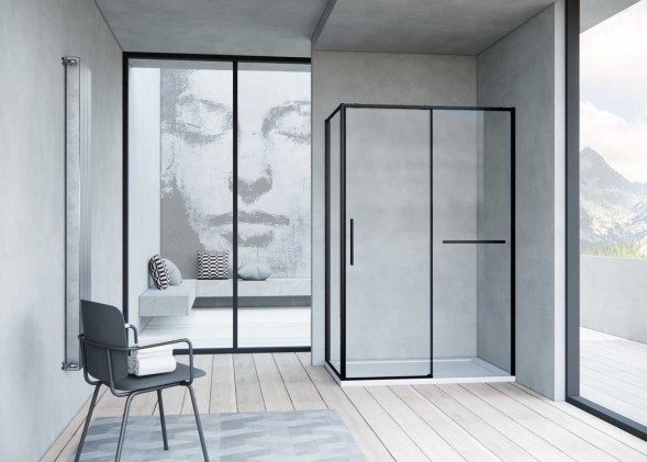 Vincea Душевой уголок Слим Софт (Slim Soft) VSR-1SS8015CLB, 1500*800, черный, стекло прозрачное