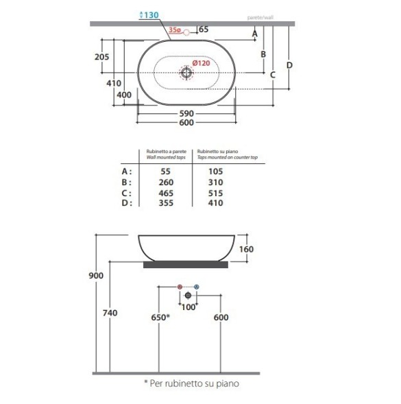 Раковина GLOBO T-EDGE накладная цвет agata B6O60AT