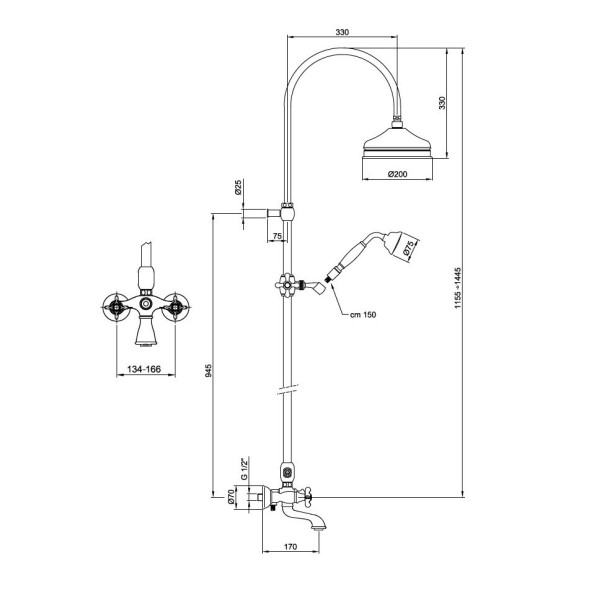Душевая система Webert Ottocento OT721208015, хром
