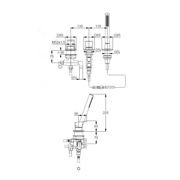 Смеситель KLUDI DECUS 54447N575 для ванны на бортик