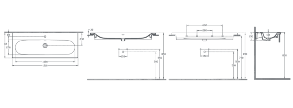 Раковина накладная ISVEA Sistema S 101 прямоугольная 121см, с отв. под смес., без д/к цвет белый глянцевый 10SS50121