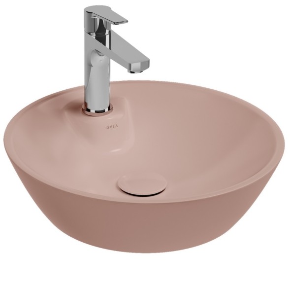 Раковина ISVEA SistemaY Soft накладная ШГВ 450*450*120 отверстия для смесителя 1 цвет лососевый матовый 10SY65045-2S