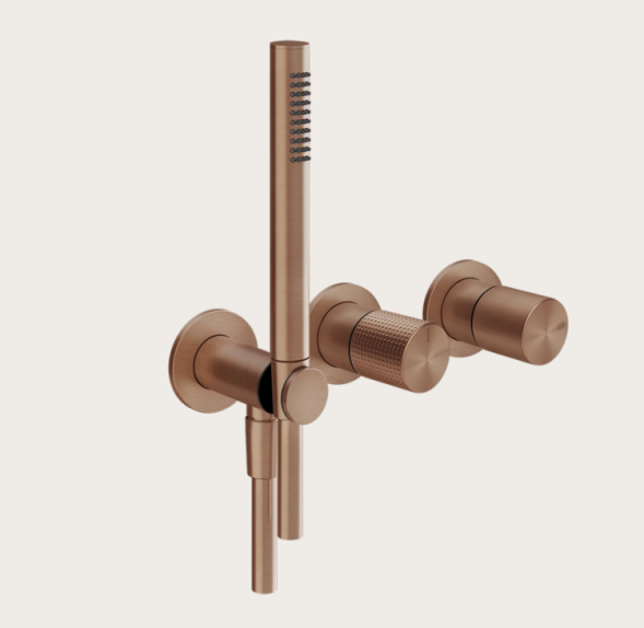 Gessi Смеситель для душа, Habito Cesello, на 2 потребителя, цвет медь матовая