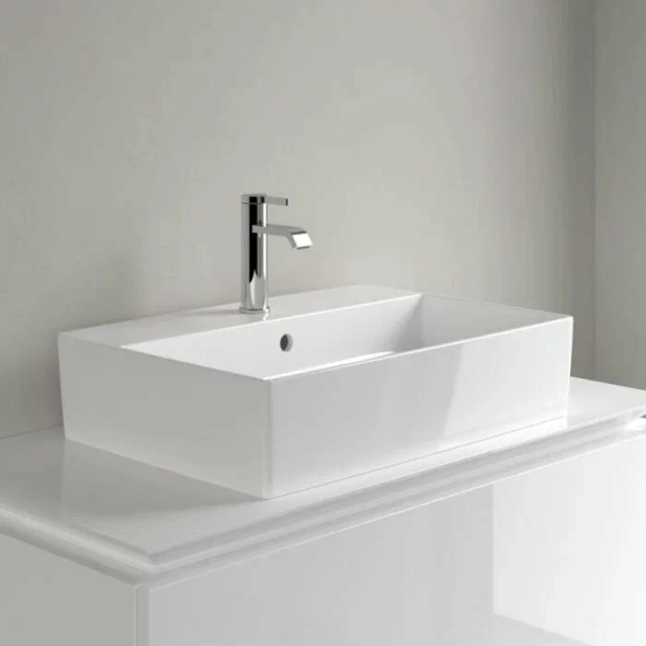 Villeroy&amp;Boch Раковина, Memento, шгв 500*420*90, отверстия для смесителя-1 сквозное, 2 промаркированных, CeramicPlus, цвет-камень белый 4A0750RW