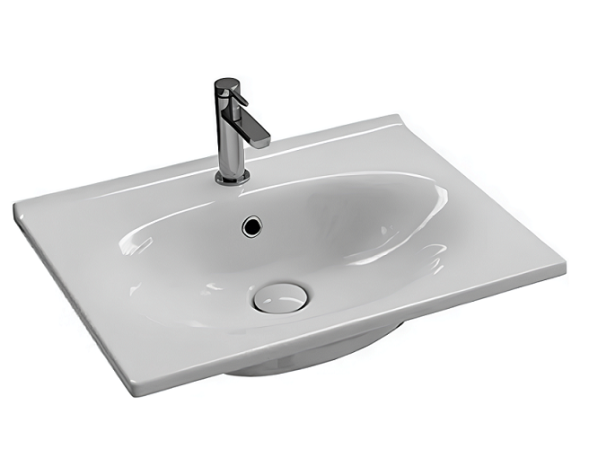 Раковина HATRIA LE FIABE Y1AB01 подвесная или накладная с одним отверстием с переливом цвет белый