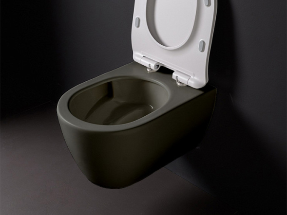 Унитаз Scarabeo GLAM подвесной безободковый цвет лава матовая с антибактериальным и грязеотталкивающим покрытием BIOKER 5201/TW 37 BK