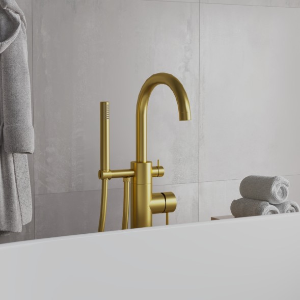 Paini 78PJ136LM Смеситель для ванны Кокс напольный, брашированное золото