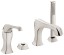 Emmevi Ares, комплект смесителя на борт ванны на 4 отверстия (излив 19,2 см), с набором для душа, цвет брашированный никель 76120/NS