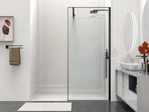 Vincea Душевая перегородка Волк-Ин (Walk-In) VSW-1HS100CLB, 1000*2000, черный матовый, стекло прозрачное