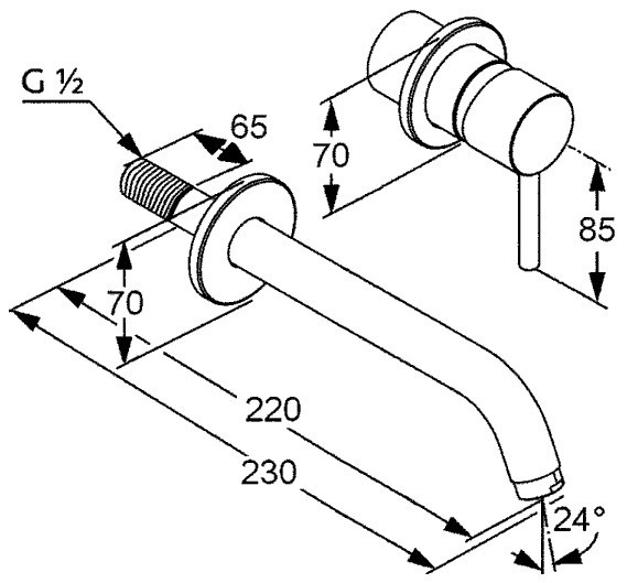 Смеситель KLUDI BOZZ SET 38245N076S для раковины настенный встраиваемый со скрытой частью в комплекте