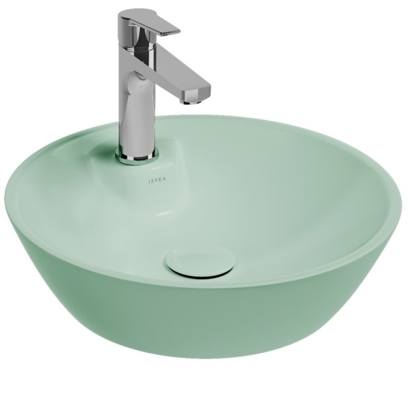 Раковина ISVEA SistemaY Soft накладная ШГВ 450*450*120 отверстия для смесителя 1 цвет мятно зеленый матовый 10SY65045-2T