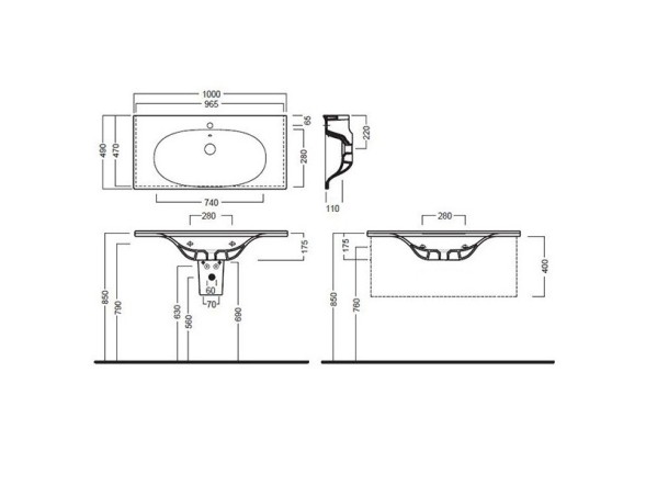 Раковина HATRIA LE FIABE Y1BQ01 подвесная или на тумбу с одним отверстием с переливом цвет белый