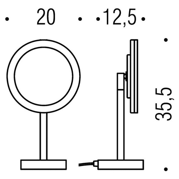 Косметическое зеркало COLOMBO DESIGN SPECCHI INGRANDITORI B9750 настольное с подсветкой увеличение 3 раза питание от розетки цвет хром