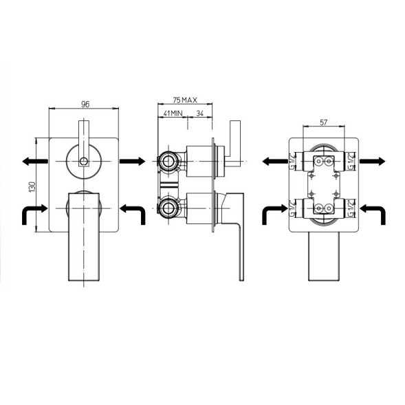 Paini 21PZ6911 Смеситель для ванны Грация встраиваемый, брашированный чёрный