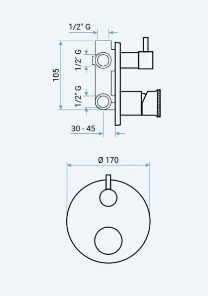 Emmevi Filobrass, однорычажный встраиваемый смеситель для душа, рукоятка без стержня, с рычажным дивертером, на 3 выхода, цвет хром 85029ZI/CR