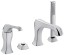Emmevi Ares, комплект смесителя на борт ванны на 4 отверстия (излив 19,2 см), с набором для душа, цвет брашированный хром 76120/CRS