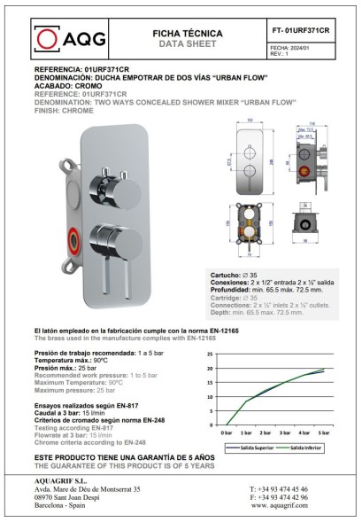 AQG Urban Flow, душевой комплект ER236 на 2 потребителя, с настенным кронштейном, цвет черный матовый