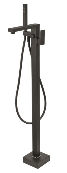 Fiore Kube, однорычажный напольный смеситель для ванны (излив 22 см), с набором для душа, цвет черный матовый