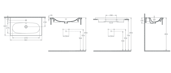 Раковина накладная ISVEA Sistema S 81 прямоугольная 81см, с отв. под смес., без д/к цвет белый глянцевый 10SS50081