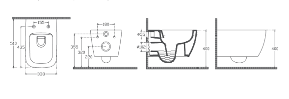 Унитаз ISVEA VEA Cubo подвесной ШГВ 338*510*400 цвет слоновая кость матовый 10VA02001-2K
